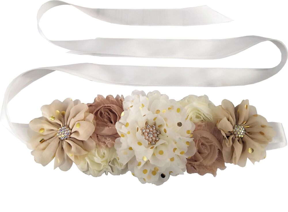 7899 Flower Maternity Sash Belt Pregnancy Sash Belt Baby Shower Baptism